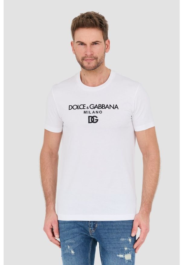 Dolce and Gabbana - DOLCE & GABBANA Biały męski t-shirt, Rozmiar 48. Kolor: biały