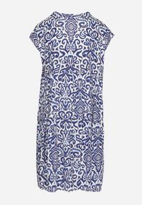 Born2be - Niebieska Bawełniana Sukienka o Rozkloszowanym Kroju Oversize Liravina. Okazja: na co dzień. Typ kołnierza: dekolt w serek. Kolor: niebieski. Materiał: bawełna. Typ sukienki: oversize. Styl: klasyczny, casual, elegancki #5