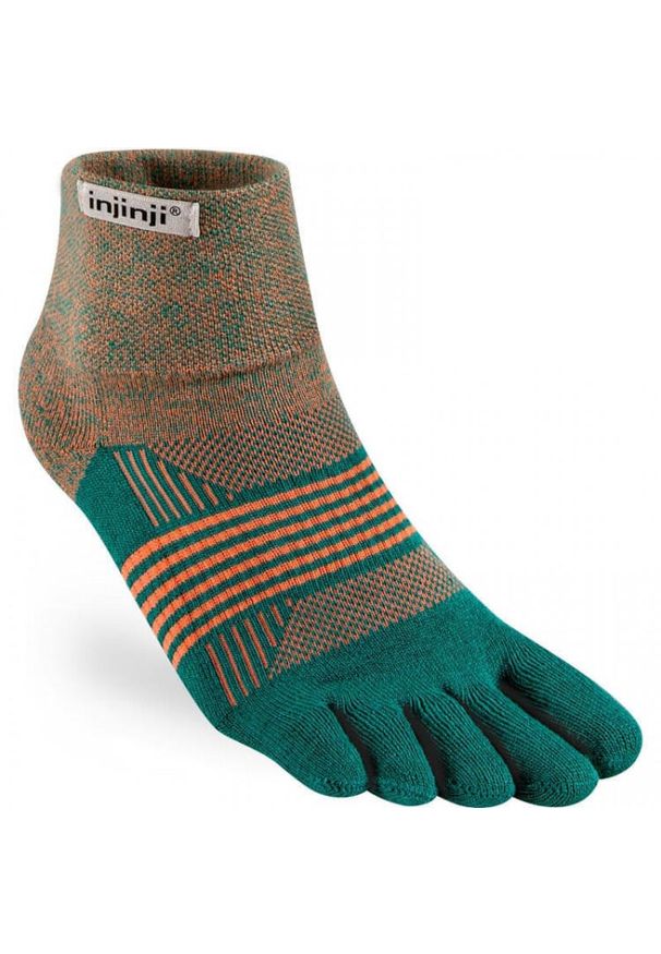Skarpety trailowe damskie Injinji Mini-Crew. Kolor: niebieski, wielokolorowy, pomarańczowy. Sport: bieganie