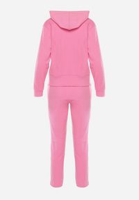 Born2be - Różowy Komplet Dresowy Rozpinana Bluza z Kapturem Wykończona Ściągaczem i Spodnie z Gumką w Pasie Starkie. Kolor: różowy. Materiał: dresówka #6