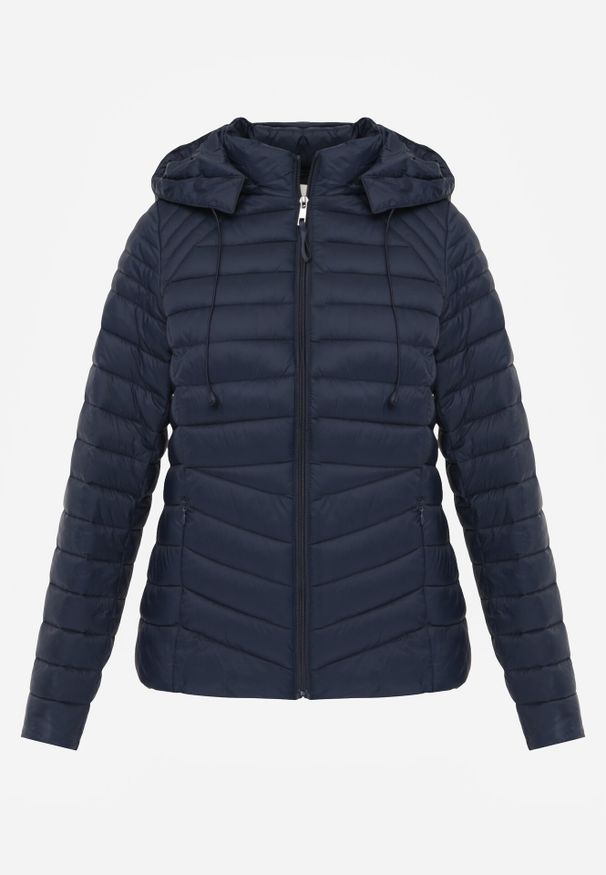 Born2be - Granatowa Klasyczna Kurtka Przejściowa z Pikowaniem i Odpinanym Kapturem Pretiella. Okazja: na spacer, na co dzień. Kolor: niebieski. Materiał: jeans, nylon. Styl: klasyczny