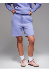 Ombre Clothing - Komplet dresowy UNISEX bluza z kapturem + szorty w stylu athleisure – lawendowe V9 - Rozmiar: XS/S. Typ kołnierza: kaptur. Kolor: fioletowy. Materiał: dresówka. Długość: krótkie. Wzór: aplikacja. Styl: sportowy, elegancki #6