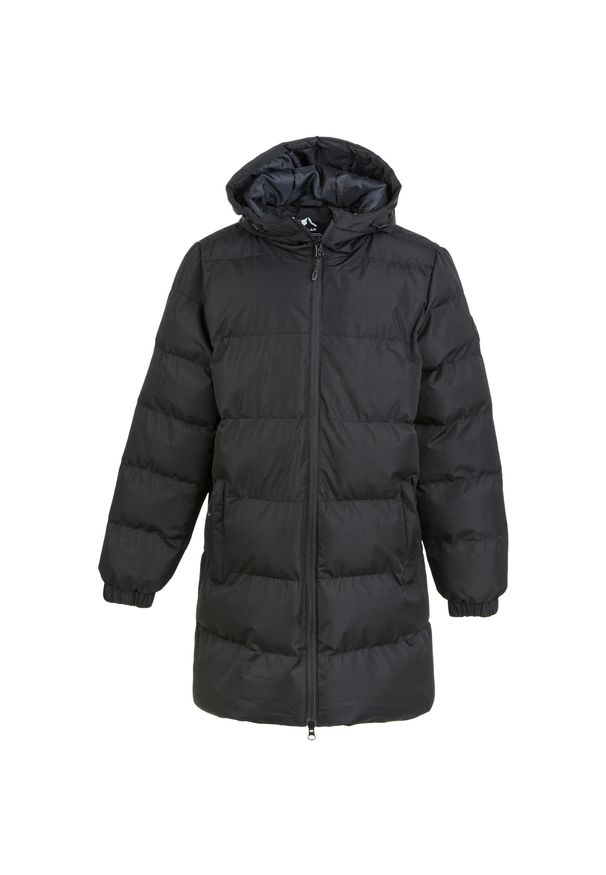 Dziewczęca długa kurtka puchowa Whistler Abella. Kolor: czarny. Materiał: puch. Długość: długie. Sport: turystyka piesza