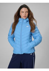 4f - 4F Kurtka z wypełnieniem syntetycznym damska - niebieska M. Okazja: na co dzień. Typ kołnierza: kołnierzyk stójkowy. Kolor: niebieski. Materiał: syntetyk. Styl: sportowy, casual #1