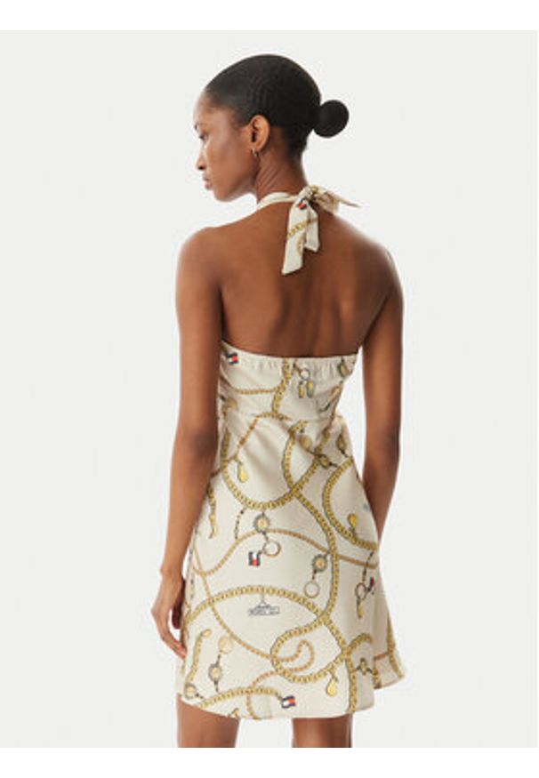 Tommy Jeans Sukienka letnia Chain Print DW0DW22346 Beżowy jasny Slim Fit. Kolor: beżowy. Materiał: syntetyk. Wzór: nadruk. Sezon: lato