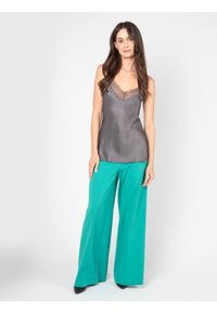 Patrizia Pepe Top | 8C0545/A100 | Kobieta | Szary. Kolor: szary. Materiał: wiskoza. Długość rękawa: na ramiączkach. Wzór: koronka