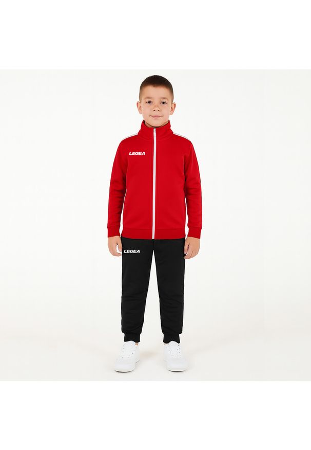 LEGEA - Komplet dresowy dla chłopca CALIFORNIA JUNIOR JR. Okazja: na uczelnię. Kolor: czerwony, wielokolorowy, biały. Materiał: dresówka. Styl: sportowy