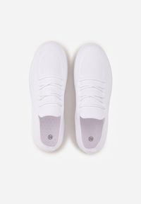 Born2be - Białe Sznurowane Buty Sportowe Sneakersy z Siateczki Caeolea. Okazja: na co dzień. Kolor: biały. Materiał: jeans. Sport: fitness, joga i pilates #2