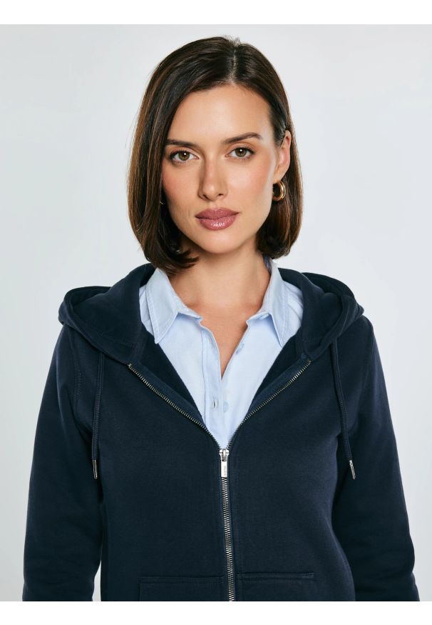 Big-Star - Bluza damska z kapturem granatowa Laurisana 403. Okazja: na spacer. Typ kołnierza: kaptur. Kolor: niebieski. Materiał: jeans, dresówka, dzianina. Długość: długie. Styl: sportowy