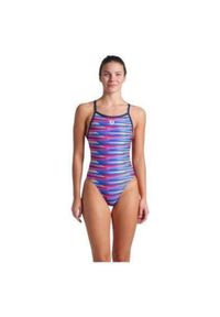 Strój Kąpielowy damski Arena Racing Stripe Swimsuit. Kolor: brązowy, pomarańczowy, niebieski, różowy, zielony, wielokolorowy, fioletowy. Materiał: materiał #1