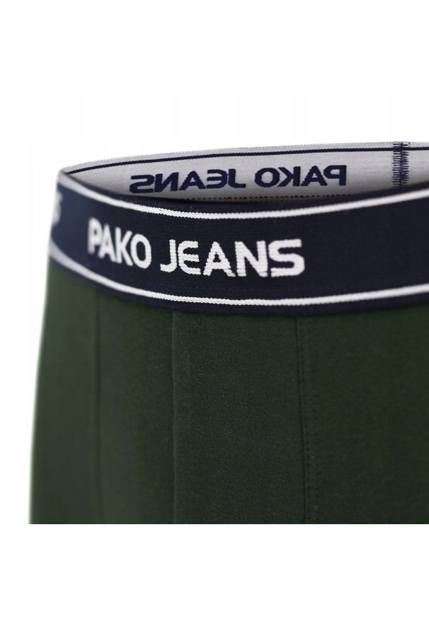 Bawełniane, Klasyczne Bokserki Męskie - Pako Jeans - Ciemnozielone. Kolor: zielony. Materiał: bawełna, elastan