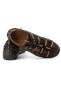 Kampol Buty męskie skórzane sandały 26KAM brązowe. Kolor: brązowy. Materiał: skóra #2