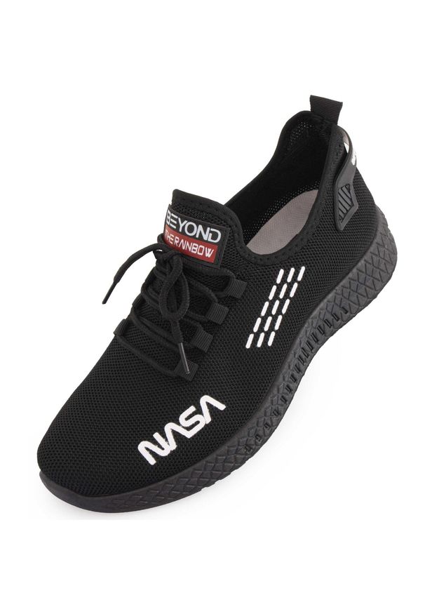 Nasa - Czarne Sneakers NASA dla Mężczyzn - Rozmiar 45 z Projektem Kosmicznym. Kolor: czarny. Materiał: syntetyk, materiał