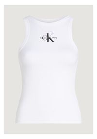 Calvin Klein Jeans Top Monologo J20J225301 Biały Slim Fit. Kolor: biały. Materiał: bawełna