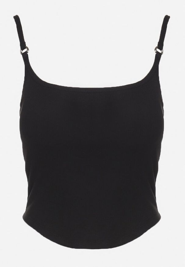Born2be - Czarny Top na Regulowanych Ramiączkach Deviosa. Okazja: na co dzień. Kolor: czarny. Materiał: materiał. Długość rękawa: na ramiączkach. Styl: elegancki, klasyczny, casual
