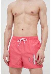 Calvin Klein szorty kąpielowe kolor różowy. Kolor: różowy. Materiał: tkanina, poliester, materiał. Wzór: nadruk #3