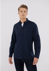 Volcano - Koszula w kratkę, Slim Fit, K-DIOGO. Okazja: na co dzień. Typ kołnierza: button down. Kolor: niebieski. Materiał: włókno, materiał, bawełna. Wzór: kratka. Styl: klasyczny, casual, elegancki