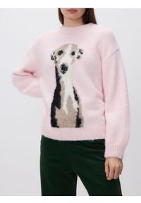 Reserved - Sweter z żakardowym wzorem - pastelowy róż. Kolor: różowy. Materiał: żakard #1
