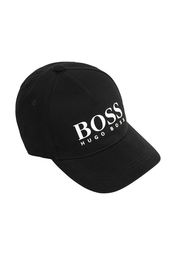 BOSS - Boss - Czapka. Kolor: czarny. Materiał: tkanina, bawełna. Wzór: aplikacja