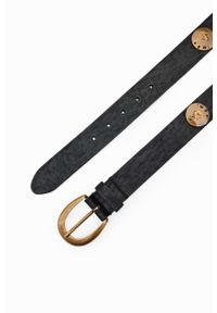 Desigual pasek skórzany damski kolor czarny. Kolor: czarny. Materiał: skóra #2