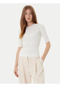 TwinSet - TWINSET Sweter 252TP3240 Beżowy Regular Fit. Kolor: beżowy. Materiał: wiskoza