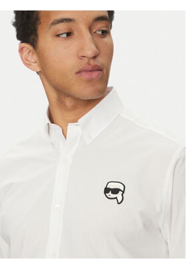 Karl Lagerfeld - KARL LAGERFELD Koszula 605911 552671 Biały Slim Fit. Typ kołnierza: dekolt w karo. Kolor: biały. Materiał: bawełna