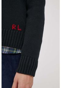 Polo Ralph Lauren sweter bawełniany kolor czarny. Typ kołnierza: polo. Kolor: czarny. Materiał: bawełna. Styl: klasyczny #4