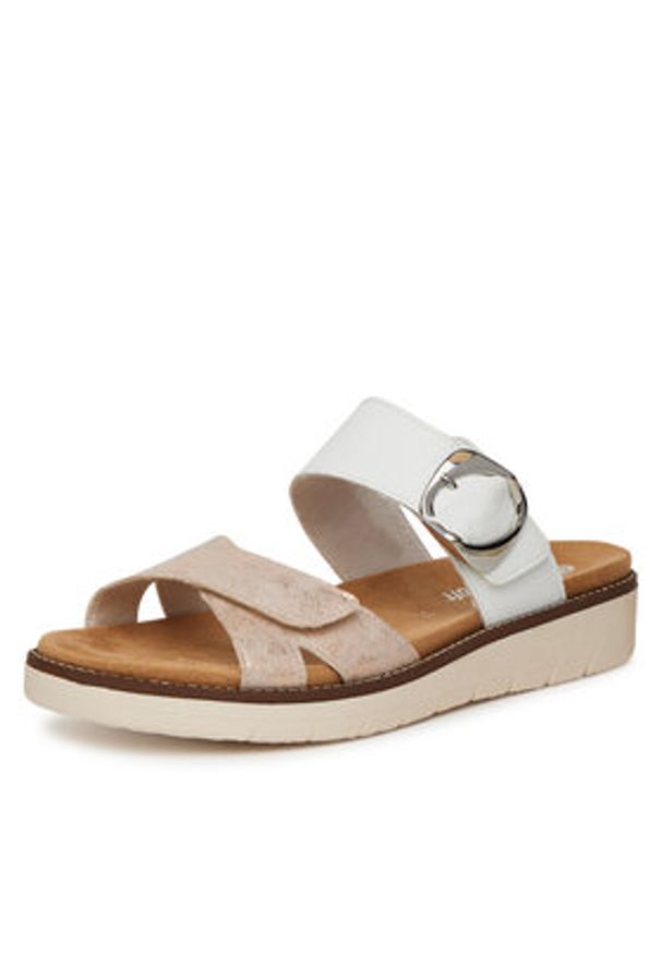 Remonte Klapki D2048-90 Beżowy. Kolor: beżowy. Materiał: materiał