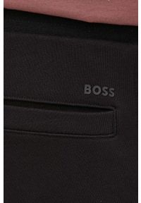 BOSS - Boss spodnie bawełniane męskie kolor czarny z aplikacją. Kolor: czarny. Materiał: bawełna. Wzór: aplikacja #3