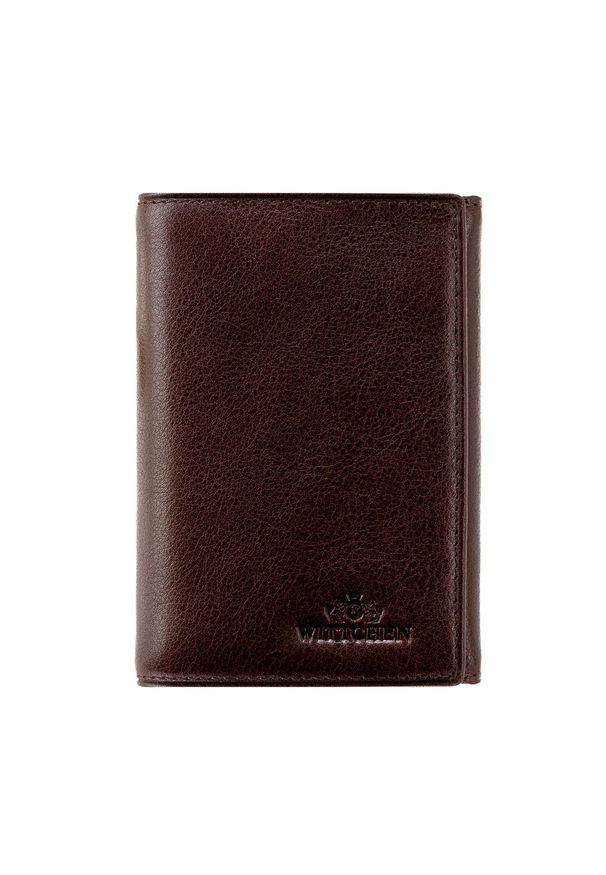 Wittchen - Męski portfel skórzany z wysuwanym panelem. Kolor: brązowy. Materiał: skóra