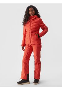 4f - 4F Kurtka narciarska membrana 10000 damska - czerwona M. Okazja: na co dzień. Typ kołnierza: kaptur. Kolor: czerwony. Materiał: dzianina, materiał, tkanina, poliester. Wzór: gładki. Sezon: zima. Styl: casual, klasyczny, sportowy #2