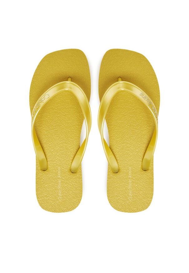 Calvin Klein Jeans Japonki Thong+ Tpu Metallic YW0YW01720 Żółty. Kolor: żółty. Materiał: syntetyk