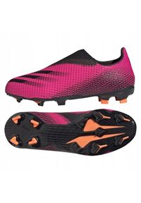 Adidas - Buty piłkarskie adidas X Ghosted.3 Ll Fg Jr FY7281 różowe różowe. Kolor: różowy. Materiał: włókno, dzianina, syntetyk. Szerokość cholewki: normalna. Sport: piłka nożna