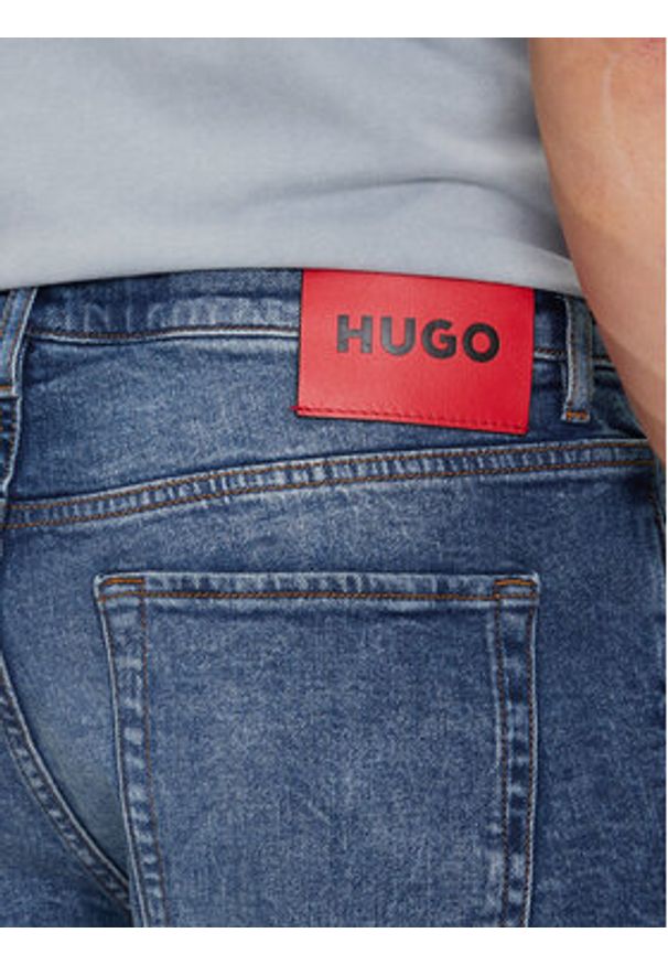 Hugo - HUGO Szorty jeansowe 50537719 Niebieski Slim Fit. Kolor: niebieski. Materiał: bawełna
