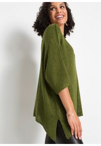 Sweter dzianinowy bonprix ciemna zieleń mchu. Kolor: zielony. Materiał: dzianina #3