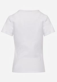 Renee - Biały Bawełniany T-shirt o Dopasowanym Kroju z Prążkowanego Materiału Lailya. Okazja: na co dzień. Kolor: biały. Materiał: prążkowany, materiał, bawełna. Wzór: gładki. Styl: casual, klasyczny #3