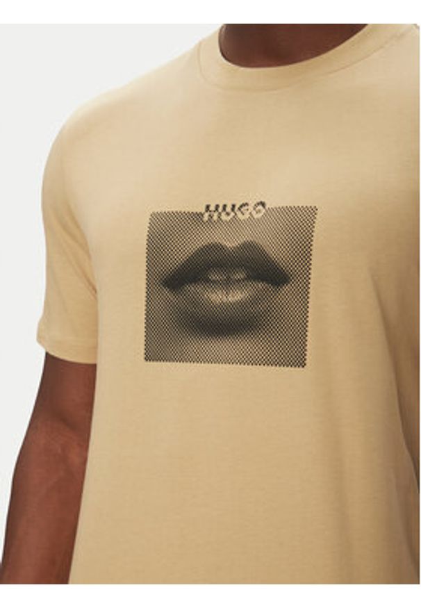 Hugo - HUGO T-Shirt Deterni 50544496 Beżowy Regular Fit. Kolor: beżowy. Materiał: bawełna