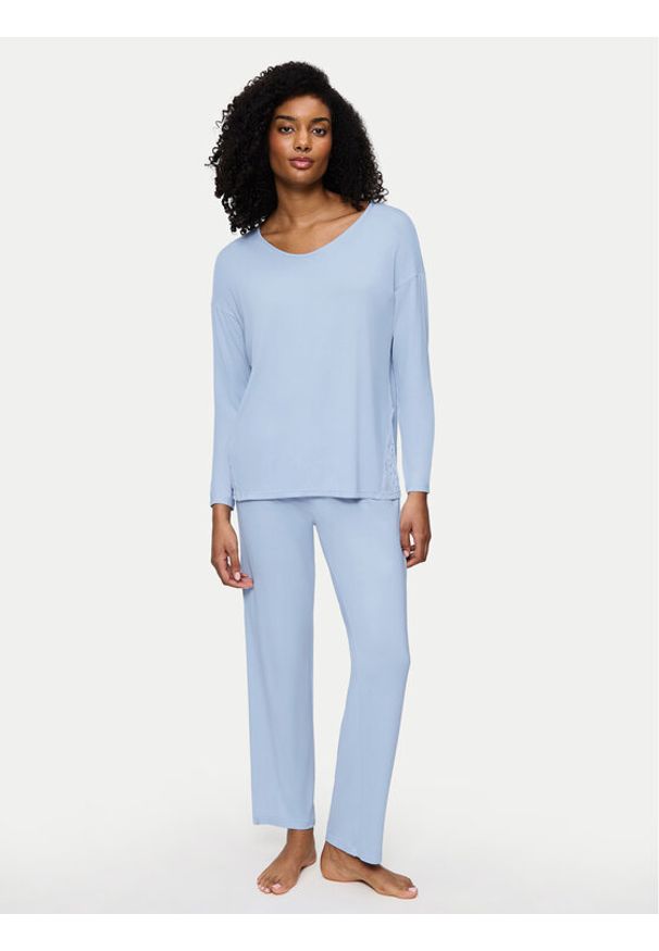 Triumph Piżama Timeless Sensuality 10221061 Błękitny Regular Fit. Kolor: niebieski