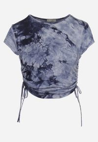 Born2be - Granatowy T-shirt Tie-Dye z Wiskozy o Krótkim Fasonie Haliarissa. Okazja: na co dzień. Kolor: niebieski. Materiał: wiskoza. Długość: krótkie. Styl: casual #3