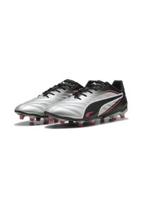 Puma - Buty piłkarskie KING Pro FG/AG PUMA Silver Black Sun Struck White Metallic Pink. Kolor: biały, wielokolorowy, różowy, czarny. Szerokość cholewki: normalna. Sport: piłka nożna