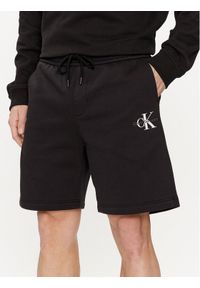 Calvin Klein Jeans Szorty sportowe Monologo J30J325131 Czarny Regular Fit. Kolor: czarny. Materiał: bawełna. Styl: sportowy