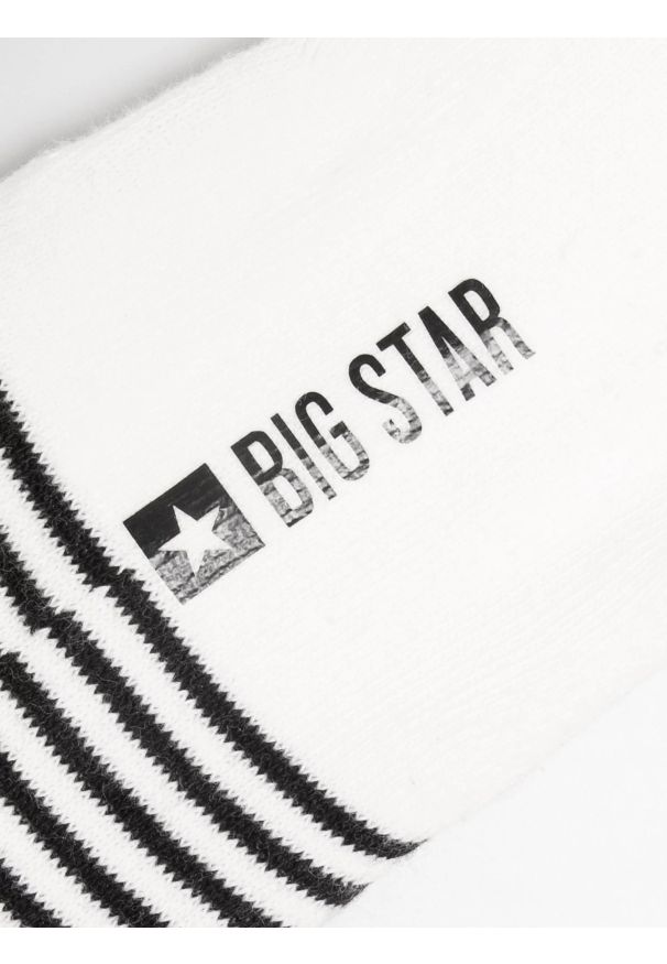 Big-Star - Stopki damskie w paski białe Olga 100. Kolor: biały. Materiał: bawełna. Wzór: paski