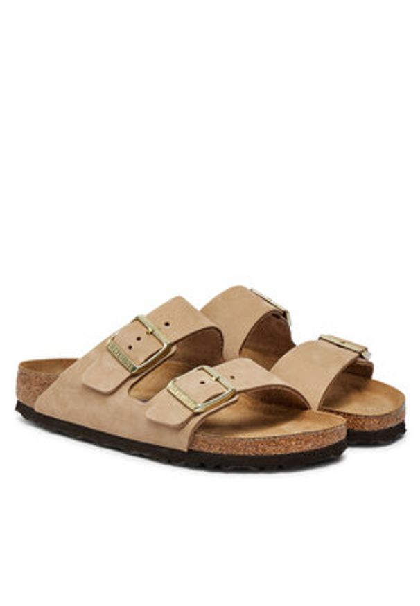 Birkenstock Klapki Arizona 1019016 Beżowy. Kolor: beżowy. Materiał: nubuk, skóra