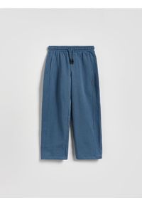 Reserved - Bawełniane spodnie wide leg - niebieski. Kolor: niebieski. Materiał: bawełna #1