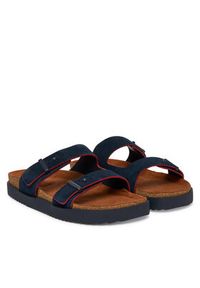 TOMMY HILFIGER - Tommy Hilfiger Klapki Cork Adjustable Suede Sandal FM0FM05869 Granatowy. Kolor: niebieski. Materiał: skóra, zamsz #5