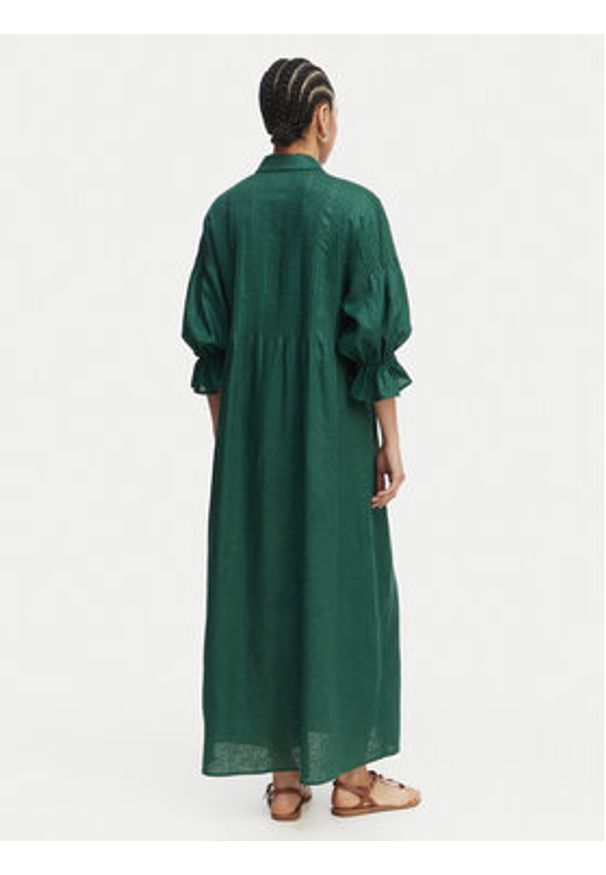 Luisa Spagnoli Sukienka koszulowa Pasotto 543083 Zielony ciemny Regular Fit. Kolor: zielony. Materiał: len. Typ sukienki: koszulowe