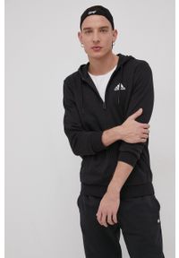 Adidas - adidas Bluza męska kolor czarny z kapturem z aplikacją. Okazja: na co dzień. Typ kołnierza: kaptur. Kolor: czarny. Materiał: materiał, bawełna. Wzór: aplikacja. Styl: casual #5