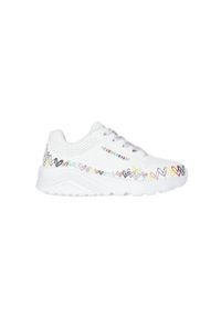 skechers - Kapcie SKECHERS UNO LITE HEART CRAZE Biały. Kolor: biały. Materiał: syntetyk, tkanina. Sport: fitness
