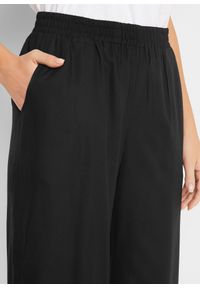 bonprix - Spodnie 3/4 z elastyczną gumką w talii, z wiskozy. Kolor: czarny. Materiał: wiskoza #3