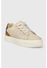 GANT - Gant sneakersy skórzane Avona kolor beżowy 27531158.G229. Nosek buta: okrągły. Zapięcie: sznurówki. Kolor: beżowy. Materiał: skóra #5